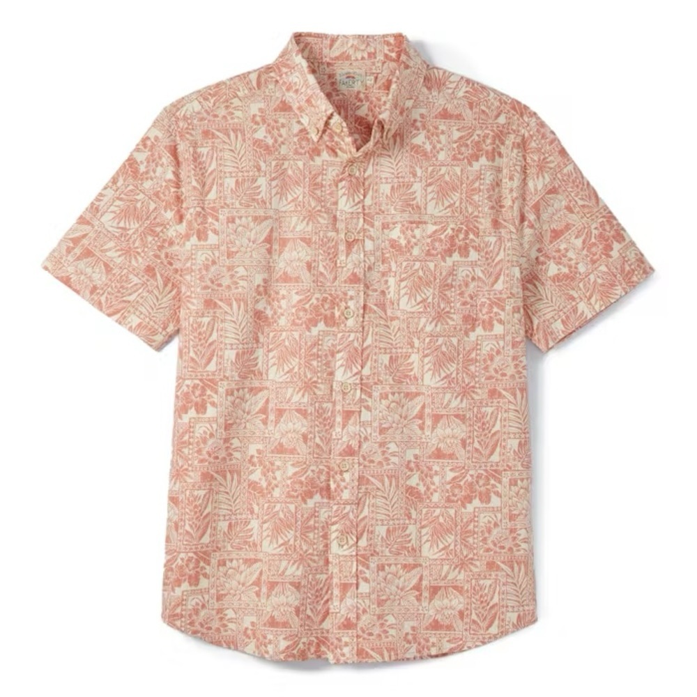 Faherty Playa Short Sleeve Button Up Shirt XL